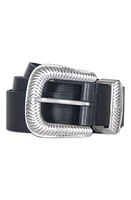 AllSaints Western Leather Belt in Black/Antique Nickel at Nordstrom, Size Medium