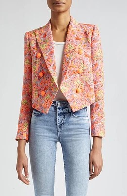 L'AGENCE Lila Floral Jacquard Jacket Orange Multi at Nordstrom,