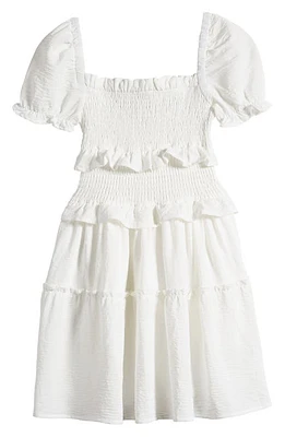 Miss Behave Kids' Puff Sleeve Smocked Dress in White at Nordstrom, Size 8