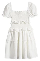 Miss Behave Kids' Puff Sleeve Smocked Dress in White at Nordstrom, Size 8