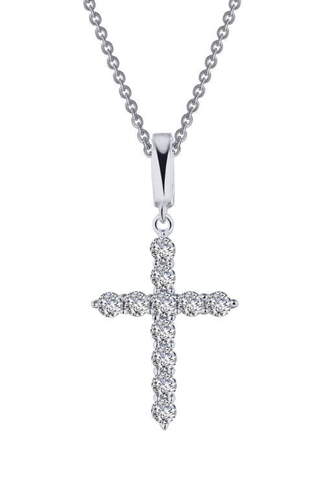 Lafonn Classic Simulated Diamond Cross Pendant Necklace in Silver/Clear at Nordstrom