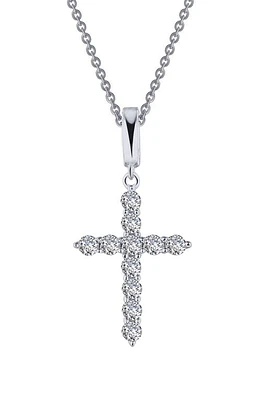 Lafonn Classic Simulated Diamond Cross Pendant Necklace in Silver/Clear at Nordstrom