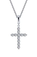 Lafonn Classic Simulated Diamond Cross Pendant Necklace in Silver/Clear at Nordstrom