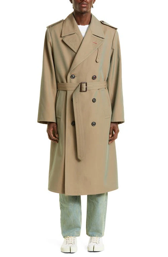 Maison Margiela Men's Doubled Breasted Wool Trench Coat Nutmeg at Nordstrom, Us