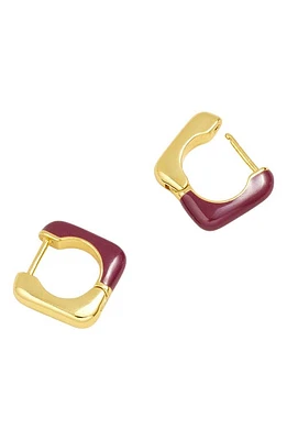 Madewell Colorblock Enamel Square Huggie Earrings in Pale Gold at Nordstrom