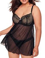 Adore Me Ella Babydoll Lingerie Black at Nordstrom,