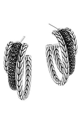 John Hardy Classic Chain Black Sapphire Pavé Multihoop Earrings in Silver/Black Sapphire at Nordstrom