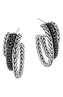 John Hardy Classic Chain Black Sapphire Pavé Multihoop Earrings in Silver/Black Sapphire at Nordstrom