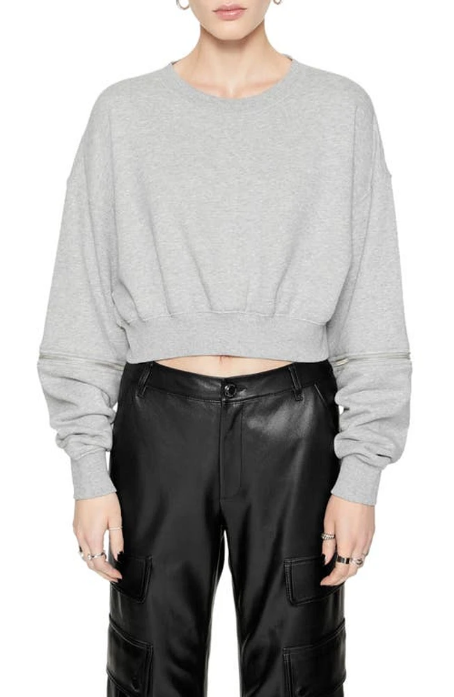 Rebecca Minkoff Irene Zip-Off Sleeve Crop Sweatshirt at Nordstrom,