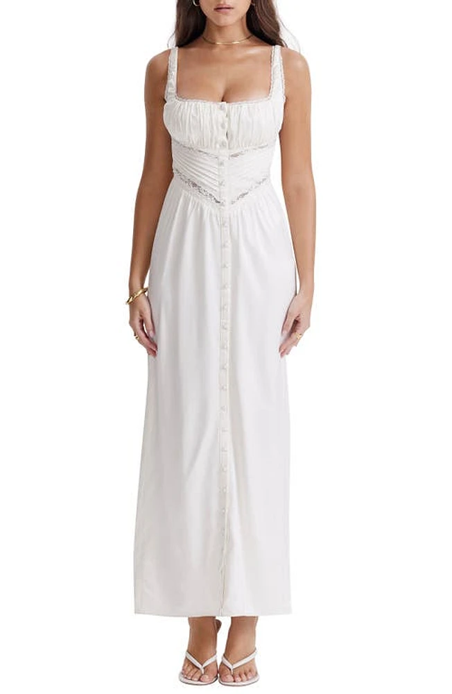 HOUSE OF CB Illiana Silk Blend Maxi Dress Ivory at Nordstrom,