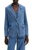 Desigual Stripe Denim Blazer in Blue at Nordstrom, Size Small