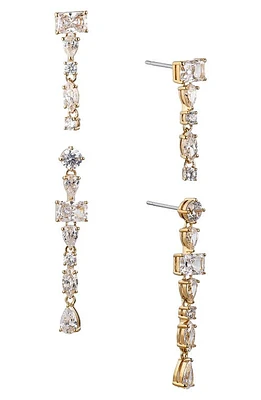 Nadri Set of 2 RSVP Cubic Zirconia Linear Drop Earrings in Gold at Nordstrom