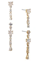 Nadri Set of 2 RSVP Cubic Zirconia Linear Drop Earrings in Gold at Nordstrom