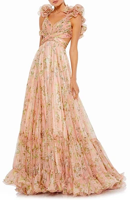 Mac Duggal Floral Chiffon Cutout Ballgown Multi at Nordstrom,