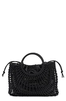 Valentino Garavani Macramé Lambskin Leather Tote in Nero at Nordstrom