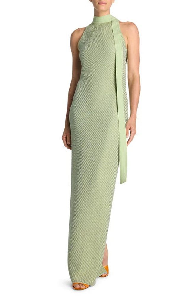 St. John Evening Sequin Sleeveless Twill Knit Gown in Chartreuse/Mint Multi at Nordstrom, Size 16