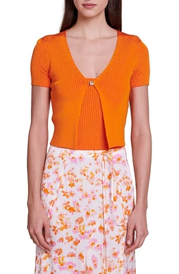 maje Mimosou Two-Piece Rib Cardigan & Sweater Tank Set in Orange at Nordstrom, Size 2