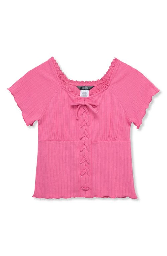 Truce Kids' Lace-Up Detail Rib Top at Nordstrom,