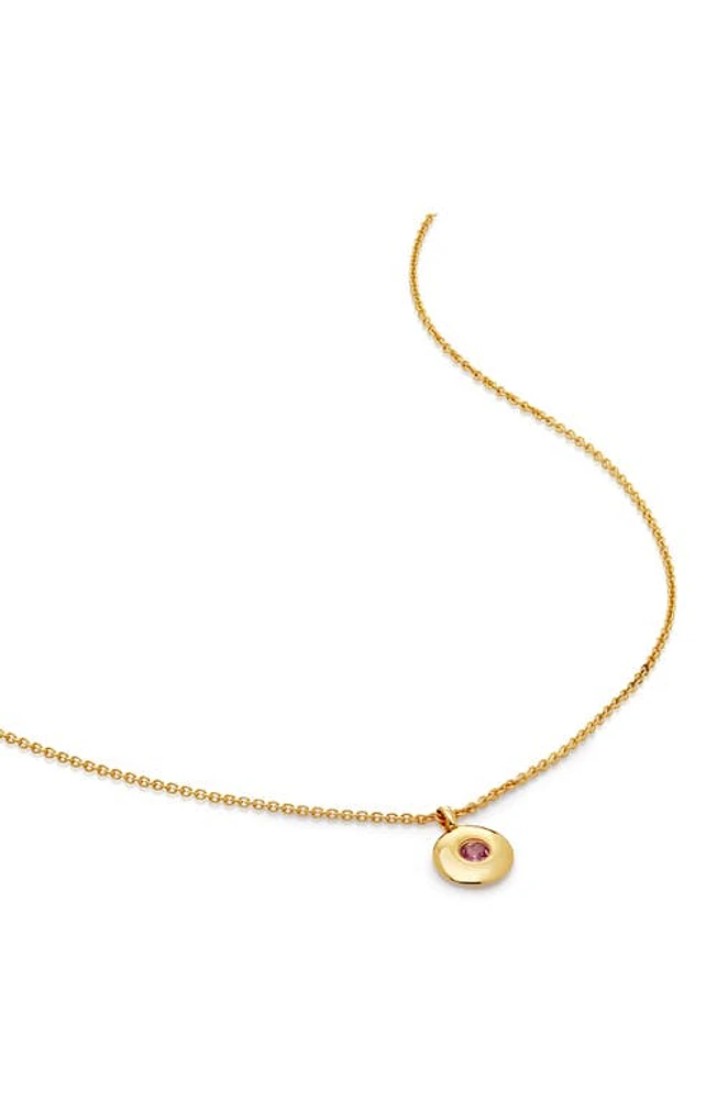 Monica Vinader October Birthstone Pink Tourmaline Pendant Necklace in 18K Gold Vermeil/October at Nordstrom