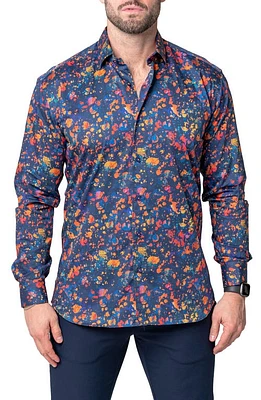 Maceoo Fibonacci Splat Blue Contemporary Fit Button-Up Shirt at Nordstrom,