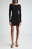 Alexander Wang Hot Fix Long Sleeve Minidress Black at Nordstrom,