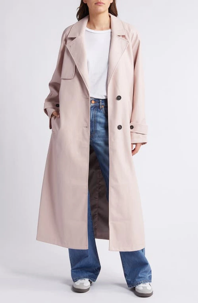 Topshop Faux Leather Trench Coat Pink at Nordstrom,