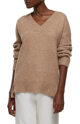 River Island V-Neck Sweater Beige at Nordstrom,