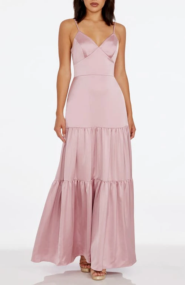 Dress the Population Tess Tiered Satin Gown at Nordstrom,