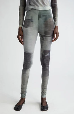 ELLISS Sheer Mesh Leggings Green Print Multi at Nordstrom,