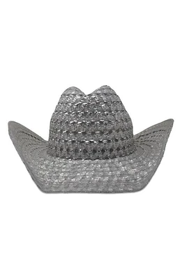 Gigi Burris Millinery Britney Metallic Detail Woven Hat in Silver at Nordstrom