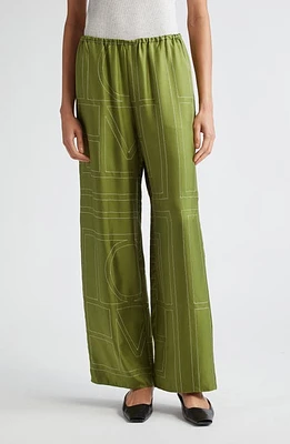 TOTEME Monogram Embroidered Silk Pants Laurel at Nordstrom, Us