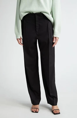 Maria McManus Straight Leg Stretch Wool Trousers Black at Nordstrom,