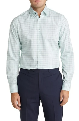 Duchamp Men's Tailored Fit Plaid Dress Shirt Green at Nordstrom,