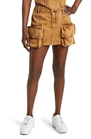 BY. DYLN Tate Utility Denim Miniskirt Brown Acid Wash at Nordstrom,