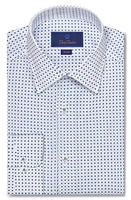 David Donahue Slim Fit Floral Medallion Twill Dress Shirt White/Blue at Nordstrom,