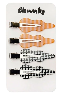 Chunks Assorted 4-Pack Hair Clips in Stripe And Glitch at Nordstrom