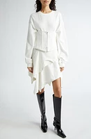 Acne Studios Eyo Long Sleeve Corset Waist Dress White at Nordstrom,