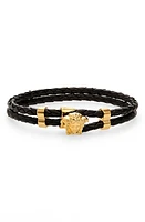 Versace Medusa Braided Leather Bracelet in Black at Nordstrom