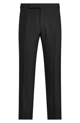 Ralph Lauren Purple Label Gregory Wool Barathea Tuxedo Pants Black at Nordstrom,