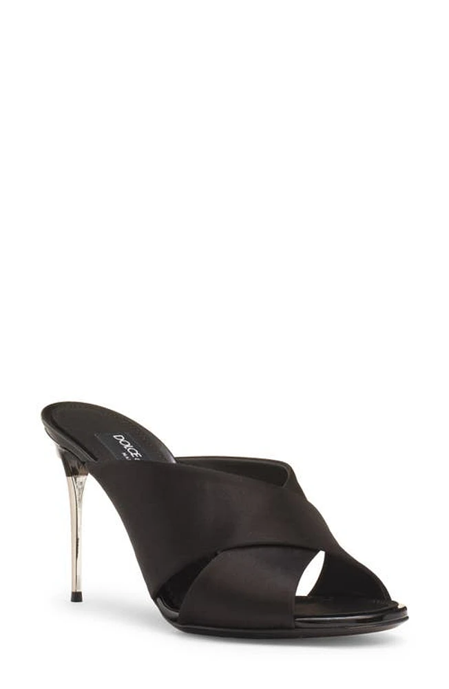 Dolce & Gabbana Keira Crossover Strap Slide Sandal Black at Nordstrom,