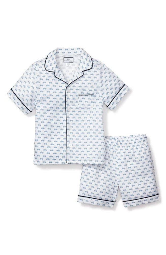 Petite Plume Kids' Bicyclette Two-Piece Short Pajamas in Blue at Nordstrom, Size 2T