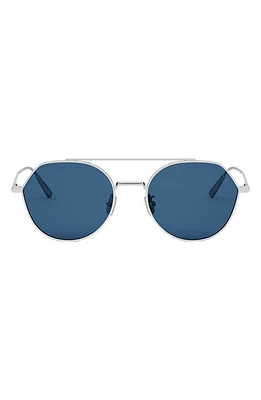 'Diorblacksuit R6U 54mm Geometric Sunglasses in Shiny Palladium /Blue at Nordstrom