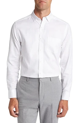 Johnston & Murphy Solid White Bird's Eye Button-Up Shirt at Nordstrom,