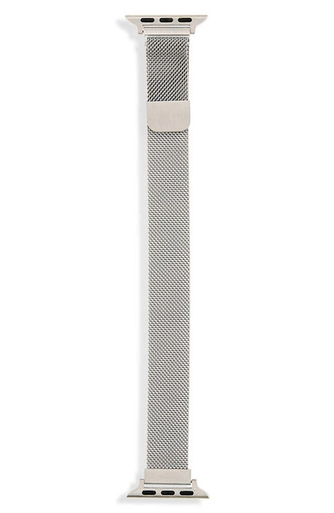 The Posh Tech Skinny Stainless Steel Mesh Apple Watch Replacement Band - 38mm/40mm in Silver at Nordstrom