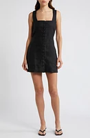 Faithfull the Brand Marinia Linen Shirtdress Black at Nordstrom,