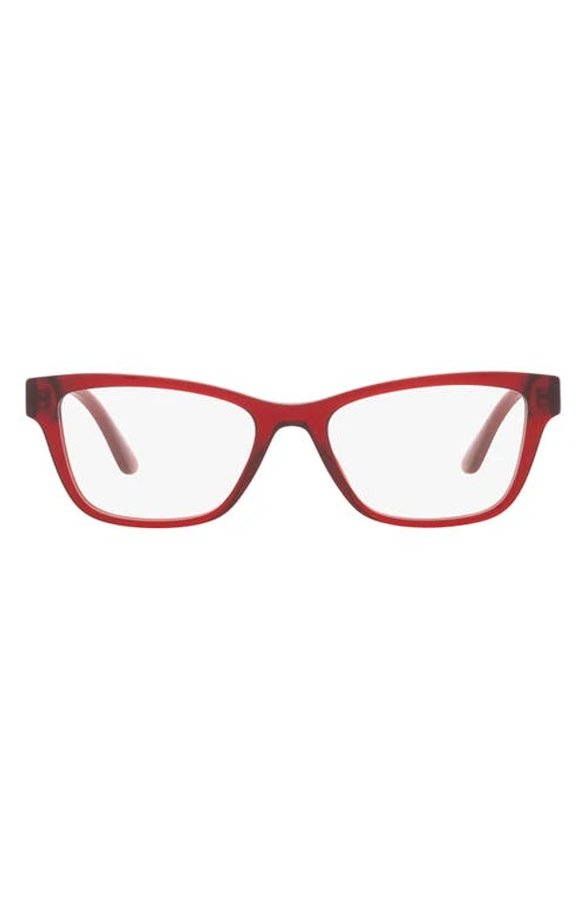 Versace 55mm Pillow Optical Glasses in Transparent Red at Nordstrom