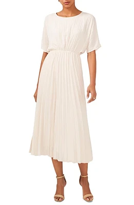 halogen(r) Pleated Midi Dress White Birch at Nordstrom,