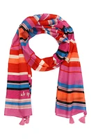 Kate Spade New York sunny stripe cotton & silk oblong scarf in Carousel Pink at Nordstrom