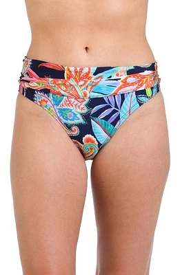 La Blanca Tropidelic Paisley Shirred Banded Bikini Bottoms Blue Multi at Nordstrom,