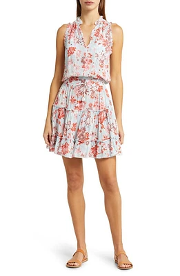 Poupette St Barth Clara Floral Tiered Minidress in Blue 90S 90B at Nordstrom, Size Medium